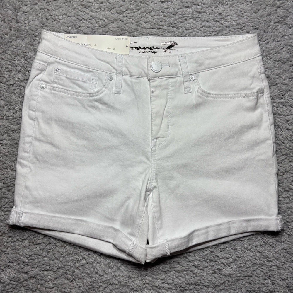 Seven7 Shorts Womens 6 White Weekend Short Rolled Cuff Vintage Weave Stretch NEW